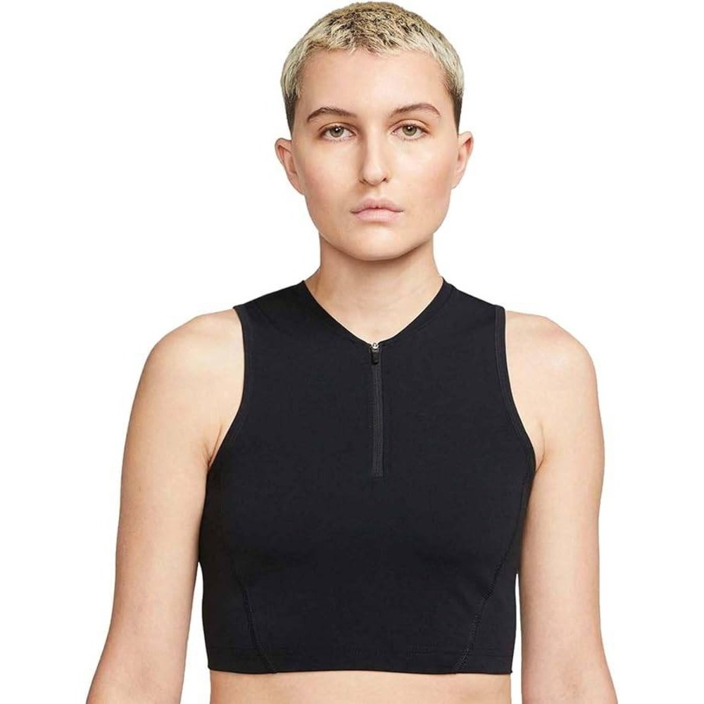 NWT Nike Women's Pro Dri-Fit Cropped Tight Fit 1/2 Zip Training Tank, Blk (XXL)